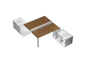 Мебель для персонала Рабочая станция (2х140) с ProSystem на 2-х опорных тумбах правых (БЕЗ ТУМБ) КВ 0150