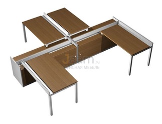 Мебель для персонала Рабочая станция (4х140) с ProSystem на 2-х опорных тумбах-купе с ProSystem КВ 0171